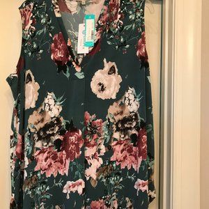 Beacon-Alicia Pleat Detail Knit Top, Size 2X, Blue